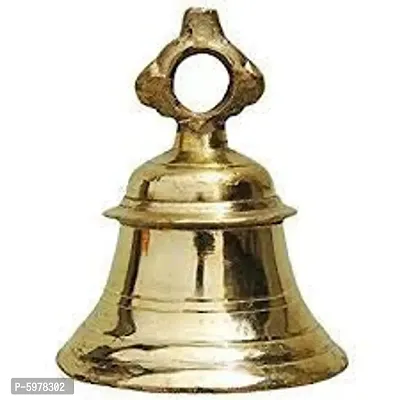 Bell Solid Brass Metal Heavy Bell with Deep Sound Antique Home Decor Ghanti for Door Mandir Item Weight 1.1 Kg (Gold, Standard)