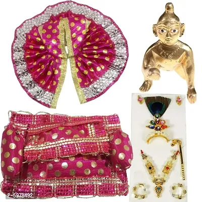 Laddu Gopal Dress, Poshak, Laddu Gopal ka Kapde, Janmastami Decoration Items, Lodoo Gopal Poshaak, Accessories, Mor Pankh, Bansuri, Maala,-thumb0