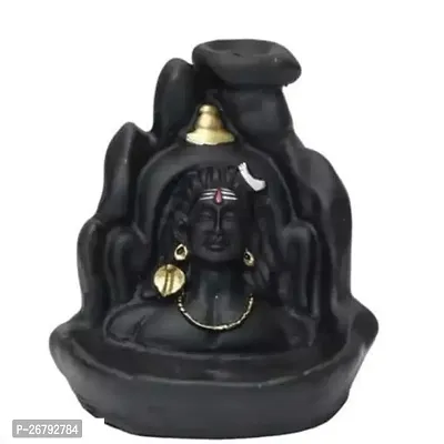 Shiva Adiyogi Shiva Backflow Smoke Fountain Incense Holder Burner with Backflow Incense Cones Sticks - Material Polyresin (Design 1)-thumb0