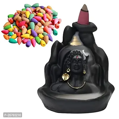 Smoke Fountain Lord Shiva Adiyogi Statue Cone Incense Holder Showpiece With 10  Smoke Backflow For Living Room, Shivratri Saawan Gifts-thumb0