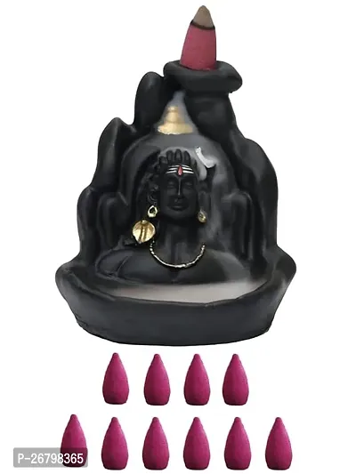 Smoke Fountain Lord Shiva Adiyogi Statue Cone Incense Holder Showpiece With 10  Smoke Backflow For Living Room, Shivratri Saawan Gifts-thumb0