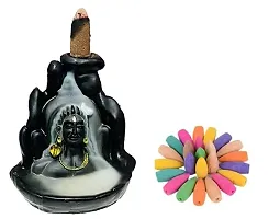 Adiyogi Smoke Fountain Incense Holder Decorative Showpiece Smoke Fountain with 11 Backflow Cone Inceses Combo Pack of Lord Shiva Har Har Mahadev-thumb2