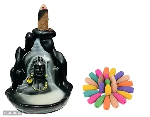 Adiyogi Smoke Fountain Incense Holder Decorative Showpiece Smoke Fountain with 11 Backflow Cone Inceses Combo Pack of Lord Shiva Har Har Mahadev-thumb5