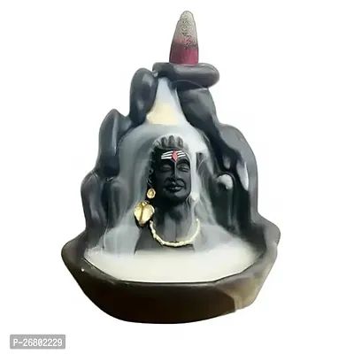 Adiyogi Statue with Smoke Fountain Waterfall with 10  Cone Incenses (Dhoop) | Statue for Car Dashboard, Home Temple | Lord Shiva mahadev murti-thumb0