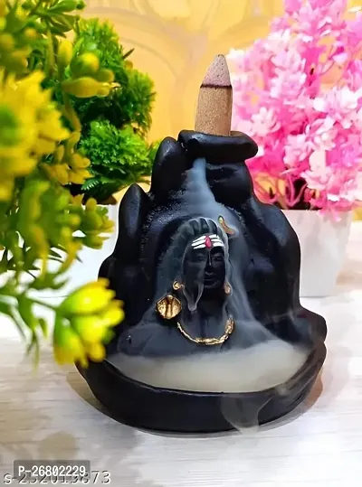 Adiyogi Statue with Smoke Fountain Waterfall with 10  Cone Incenses (Dhoop) | Statue for Car Dashboard, Home Temple | Lord Shiva mahadev murti-thumb2