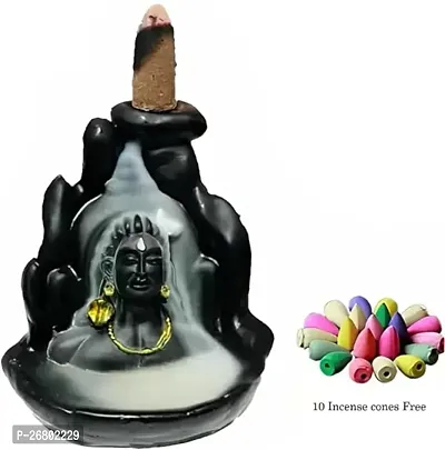 Adiyogi Statue with Smoke Fountain Waterfall with 10  Cone Incenses (Dhoop) | Statue for Car Dashboard, Home Temple | Lord Shiva mahadev murti-thumb4