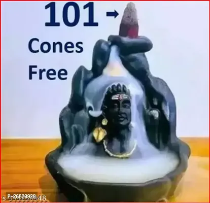 Polyresin Adiyogi Shiva Smoke Fountain with 101  Backflow Cones for Pooja ,Home