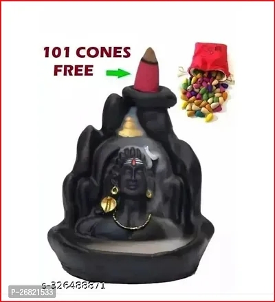 Shiv- Combo,shivji Smoke Fountain Backflow Waterfall Cone Incense Holder Showpiece Statue with  101 Back Flow Incense Cones