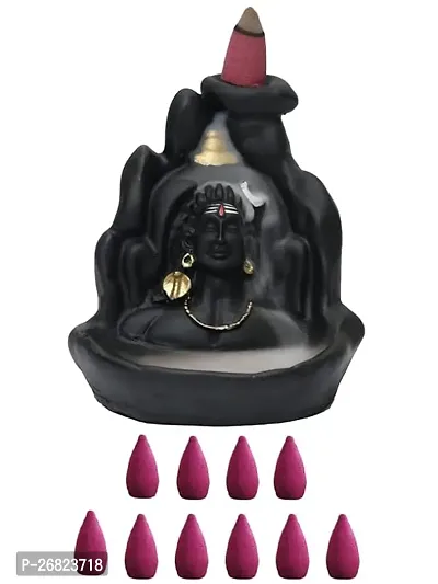 Handcrafted Lord Adiyogi, Mahadev  Back Smoke flow Cone Incense Holder 101 Cone-thumb4