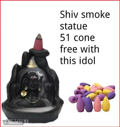 Handcrafted Lord Adiyogi, Mahadev, Shiv Adi Shankara | Backflow Cone Incense Holder | Shiv Decorative Showpiece with 51  Smoke Backflow Incense Cone