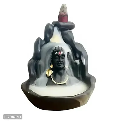 Handcrafted Lord Adiyogi, Mahadev  Back Smoke flow Cone Incense Holder 21 Cone-thumb3