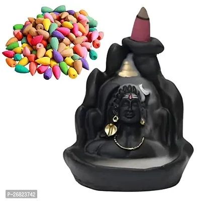 Handcrafted Lord Adiyogi, Mahadev  Back Smoke flow Cone Incense Holder 101 Cone-thumb0