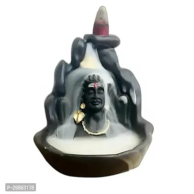 Handcrafted Lord Adiyogi, Mahadev  Back Smoke flow Cone Incense Holder 21 Cone-thumb4