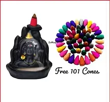 Handcrafted Lord Adiyogi, Mahadev  Back Smoke flow Cone Incense Holder 101 Cone-thumb1