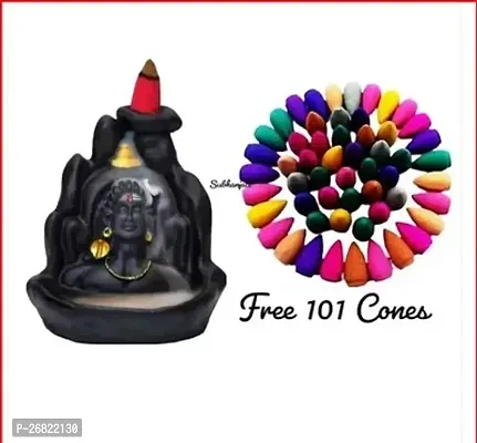 Handcrafted Adiyogi Back Flow Smoke Fountain with 101 scented Cone-thumb3
