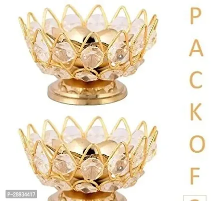 Crystal Round  Diya for Puja  Pooja Decor Gifts, set of 2 ( 5 cm )-thumb0