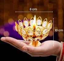 Crystal Round  Diya for Puja  Pooja Decor Gifts, set of 2 ( 5 cm )-thumb1