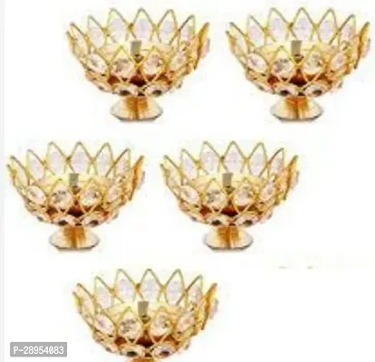 Brass  Crystal Small Bowl Diya Round Shape Kamal Deep Pack of 5