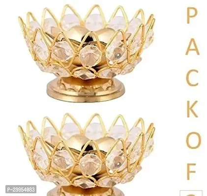 Brass  Crystal Small Bowl Diya Round Shape Kamal Deep Pack of 5-thumb2