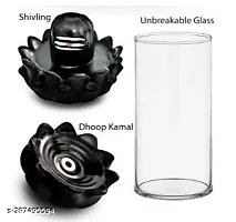 Polyresin Kamal with Shivling Incense Smoke Fountain with 10 Cones-thumb1