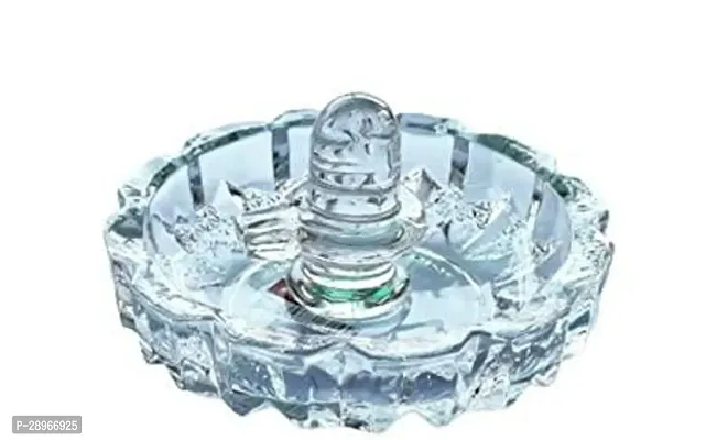 Crystal Shivling Glass Shiv with Beautiful Bowl Plate