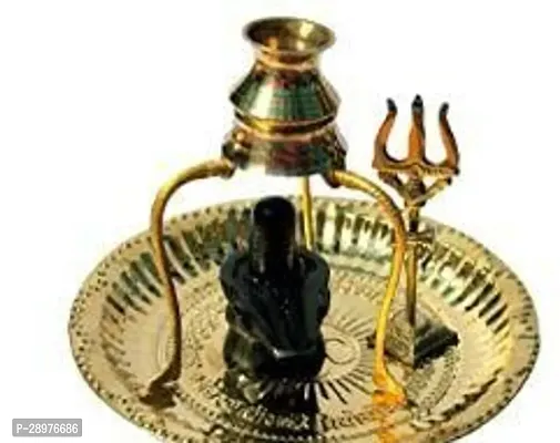 Black Shivling Shiva Ling/Shivling with Brass Plate, Kalash with Stand/Trishul Brass-thumb0