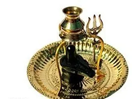 Black Shivling Shiva Ling/Shivling with Brass Plate, Kalash with Stand/Trishul Brass-thumb1