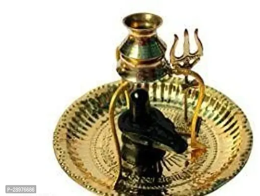 Black Shivling Shiva Ling/Shivling with Brass Plate, Kalash with Stand/Trishul Brass-thumb2