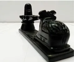 Black Stone Shivling with Nandi Bull Statue Idol-thumb1