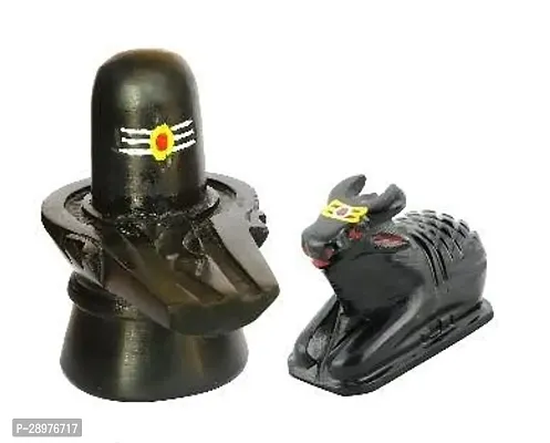 Shivling with Nandi in Black Color Idol-thumb0