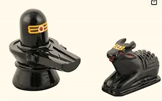 Shivling with Nandi in Black Color Idol-thumb1