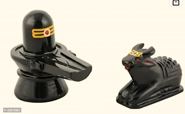 Shivling with Nandi in Black Color Idol-thumb2