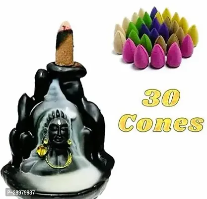 Adhiyogi Incense Burner with 30 Cones Backflow Meditating Smoke Fountain