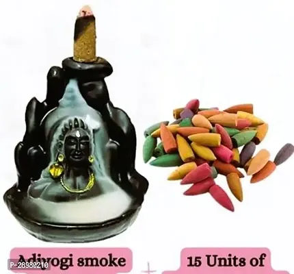 Classic Smoke Fountain Unique Adiyogi Incense Holders With Pack of 15 Cone-thumb0