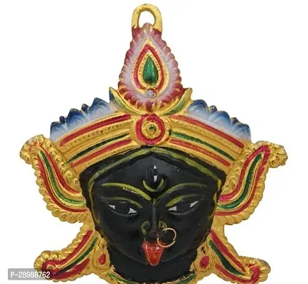 Maa Kali Maha Kaali Metal Face Nazar Battu Evil Eye Protector Vastu Wall Hanging Decor for Home, Shop Antique Metal Hand Painted (Black)-thumb2