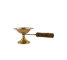 Pure Brass Dhoop Diya Medium Size(Golden) ( Height : 5 cm )-thumb1