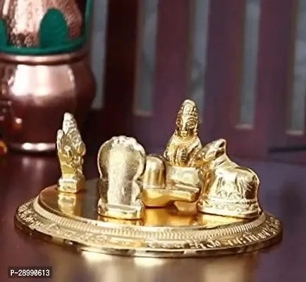 Metal Shiv Parivar with Shivling Shri Kartik Ganesh MATA Parvati and Nandi (Gold, 9cm) ,-thumb0