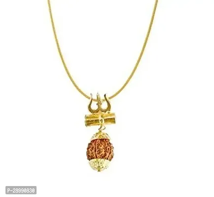 AS VENTURES Trishul Damru Locket Pendent Shiv Shakti Kawach Yantra Locket With Gold Plated Chain (10.5inch) , from Haridwar-thumb0