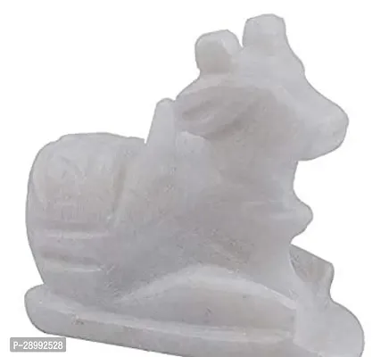 Marble Polished Handcrafted Shivling Nandi Statue for Temple Puja (4 cm, White),