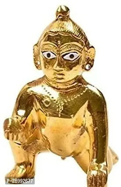 Metal Laddu Gopal Swing Palana Krishna Jhula, Standard Size, Golden ,  Product Dimension (LxWxH) :15 cm x 8 cm x 13cm, Ideal for Pooja, Worship Place and Home Decor.-thumb0