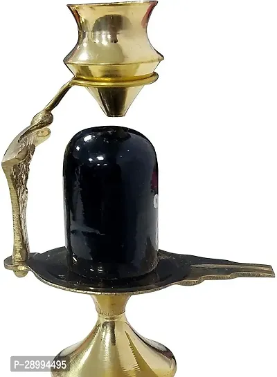 Brass Shivling With Brass Lota For Puja (L-7cm, B-5cm, H-10cm)-thumb2