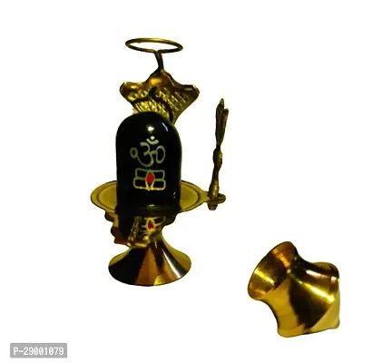 Shivling Religious Statue Brass Stand Puja Idol God Pooja || Abhishek Patra  (L-7cm, B-5cm, H-10cm)-thumb0