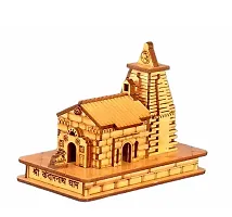 Small Mahadev Kedarnath Temple The Place of Light in Wood Miniature | Hand Crafted Wooden Temple for Gifting, ShowPiece, Temple With  Double Sided Tape (L-9cm, B-5cm, H-8cm)-thumb1