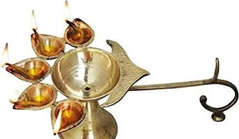 Brass Pancha Pradip/Pancharti Diya Oil Lamp For Puja-thumb1