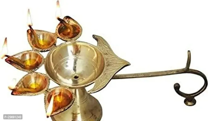 Brass Pancha Pradip/Pancharti Diya Oil Lamp For Puja-thumb2