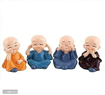 4 Pcs Cute Resin Buddha Monk Creative Figurines Showpiece for Home, Office Decoration and Statue for Car Interior Height :6cm /-thumb2