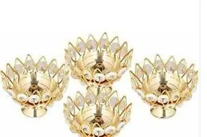 Brass  Crystal Small Bowl Diya Round Shape Kamal Deep-thumb1