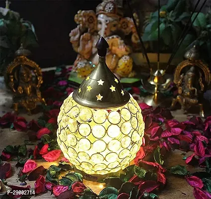 Diwali Gifts Akhand Diya Brass Metal Crystal Diyas Light Lamp for | Pooja Diya for House, Office, Mandir-thumb0