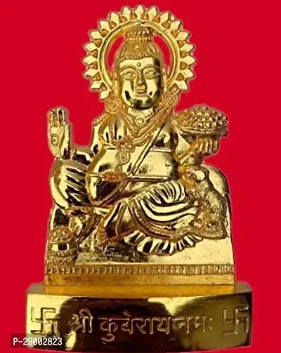 Metal Gold Plated Handicraft Lord Graceful Metal Kuber Murti Brass Idol Statue (Yellow)-thumb0