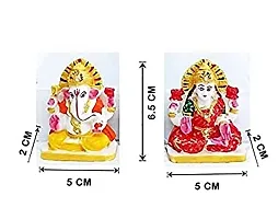 Handcrafted Lakshmi Ganesh ji Marble Idol with Choki for Diwali Pooja, Festival and Home Decoration (White) (L-15cm, B-8cm, H-8cm)-thumb1